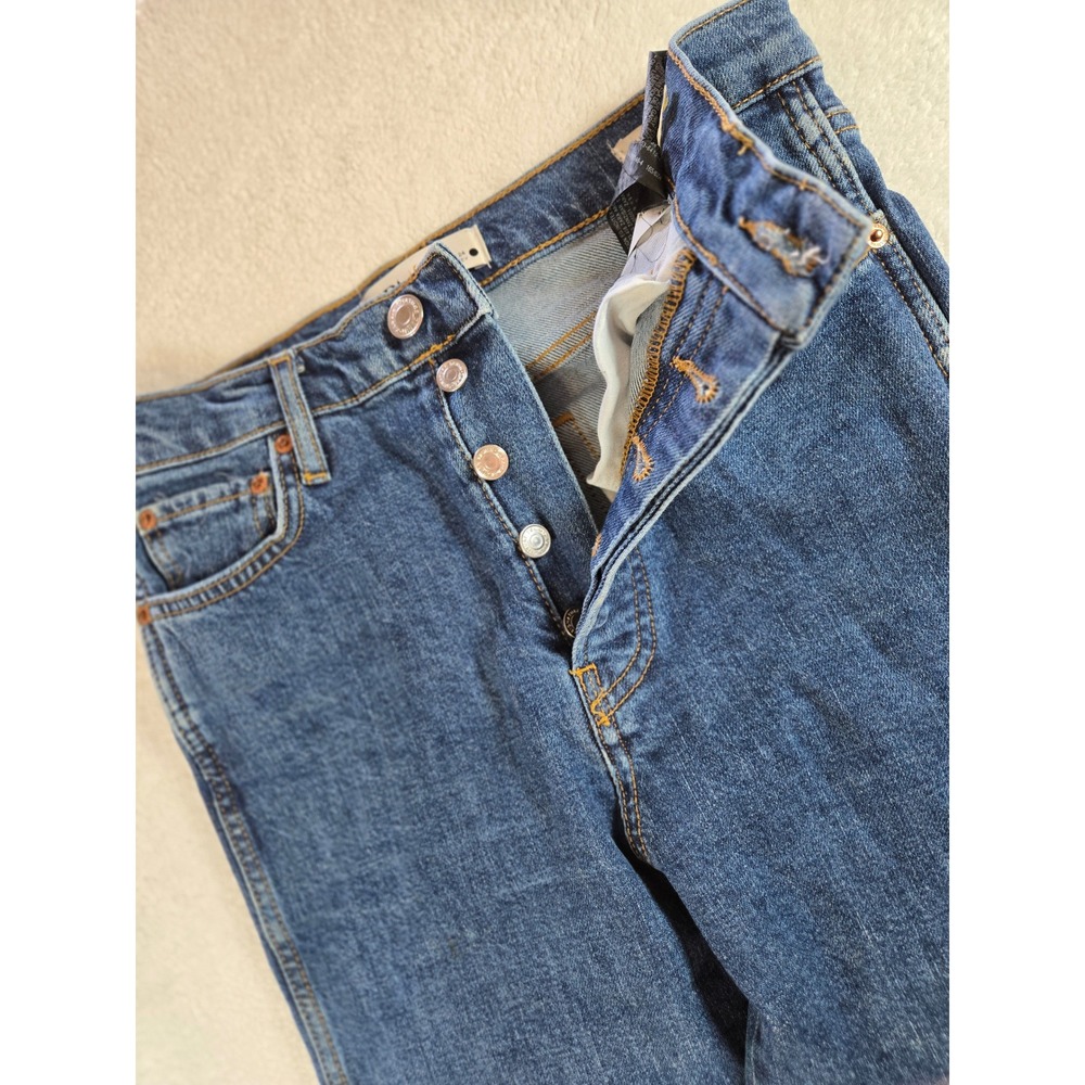 Zara Slim Full Length High Rise Straight Leg Jeans Dark Wash Blue Size 2